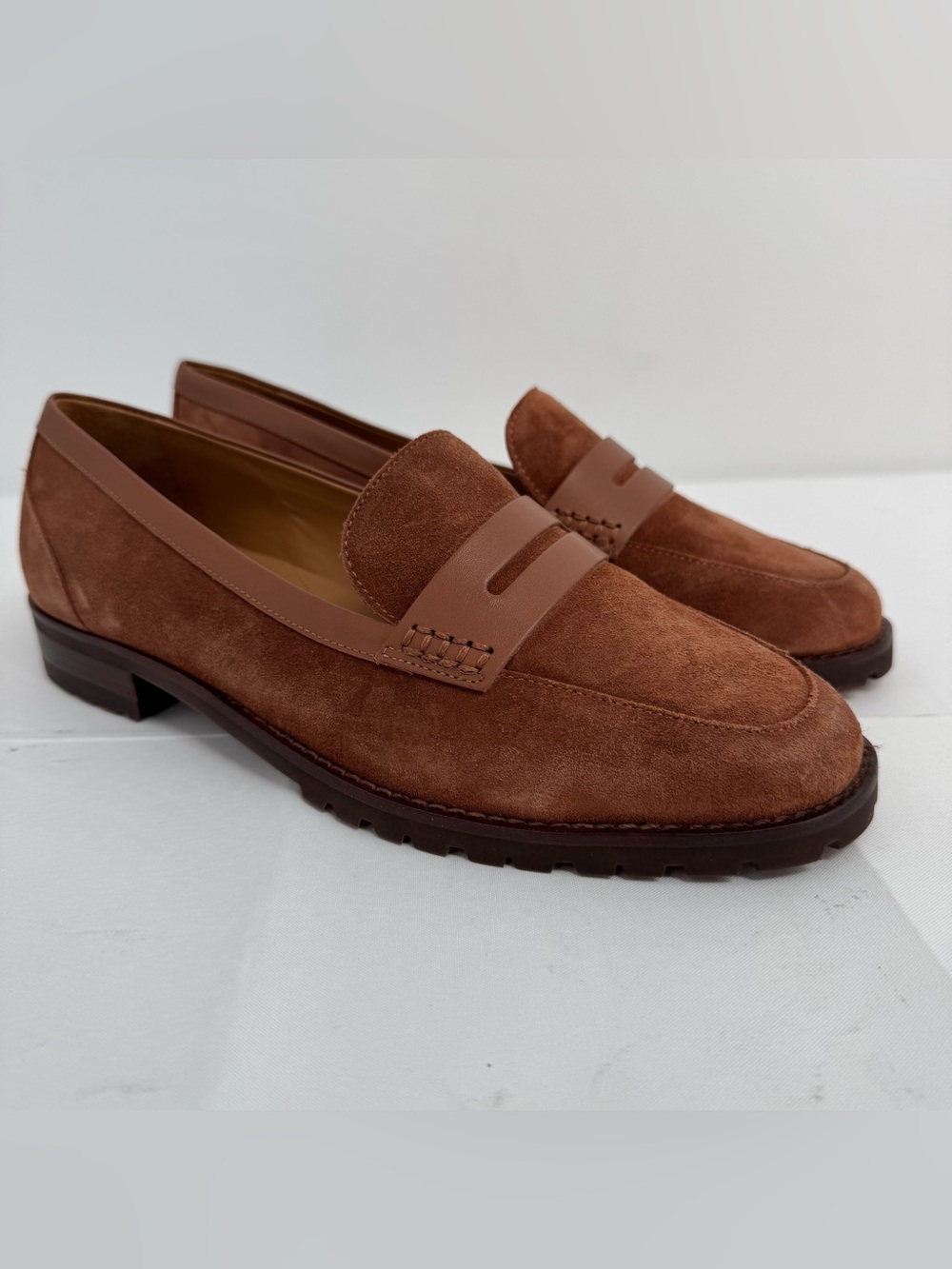 NEW $159 TALBOTS Cassidy Suede Penny Loafers Women's Size 8.5 Cognac - Picture 5 of 12